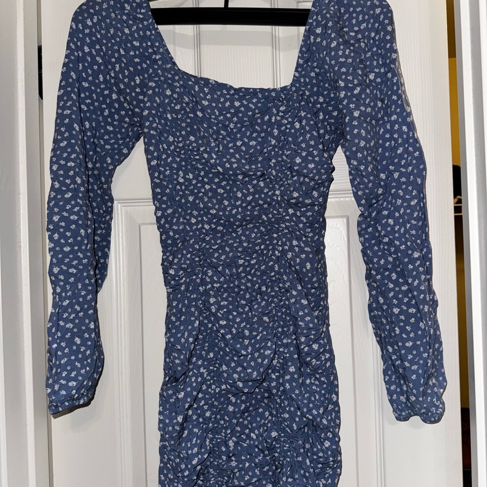 Wild Fable Navy Floral Long Sleeve Dress